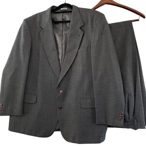 Wool Men Suit Two Piece Gray Business Career Interview Blazer Pants Size‎ L44